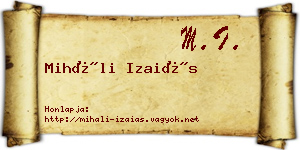 Miháli Izaiás névjegykártya